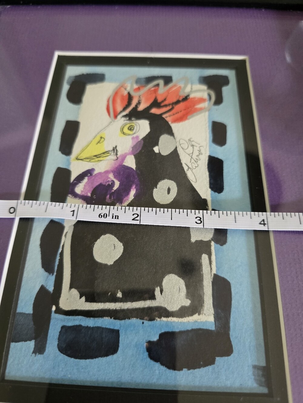 Madison Latimer Framed Abstract Rooster Art Print in Purple and Black - Picture 4 of 5